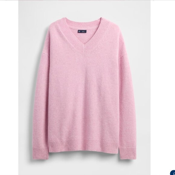 Pink GAP CashSoft Oversized V-Neck Sweater NWT Size XL - Picture 7 of 7